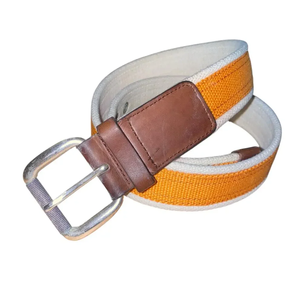 Men’s Cole Haan Size 36 Canvas Belt with Leather Accent and Solid Brass Hardware
